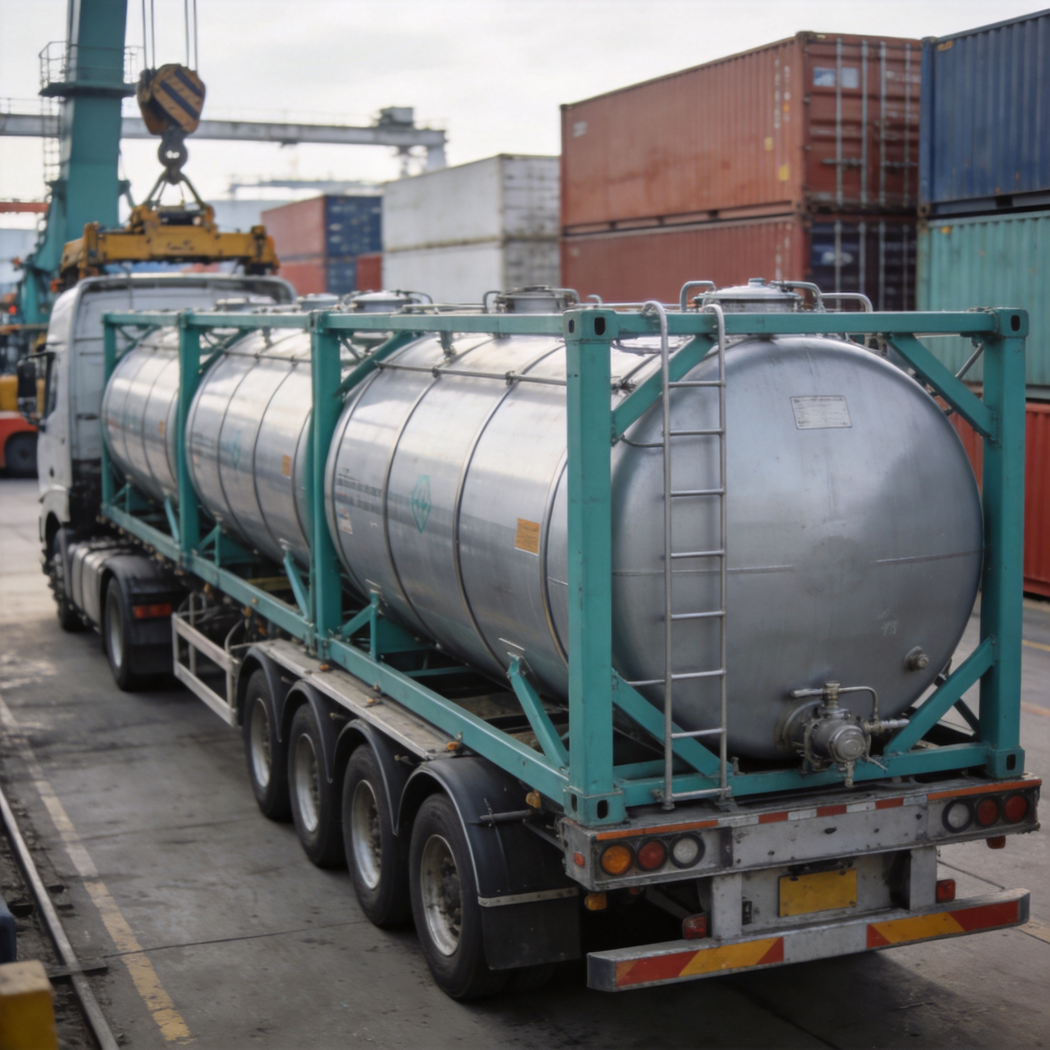 Chemical isotank truck for specialized liquid transport